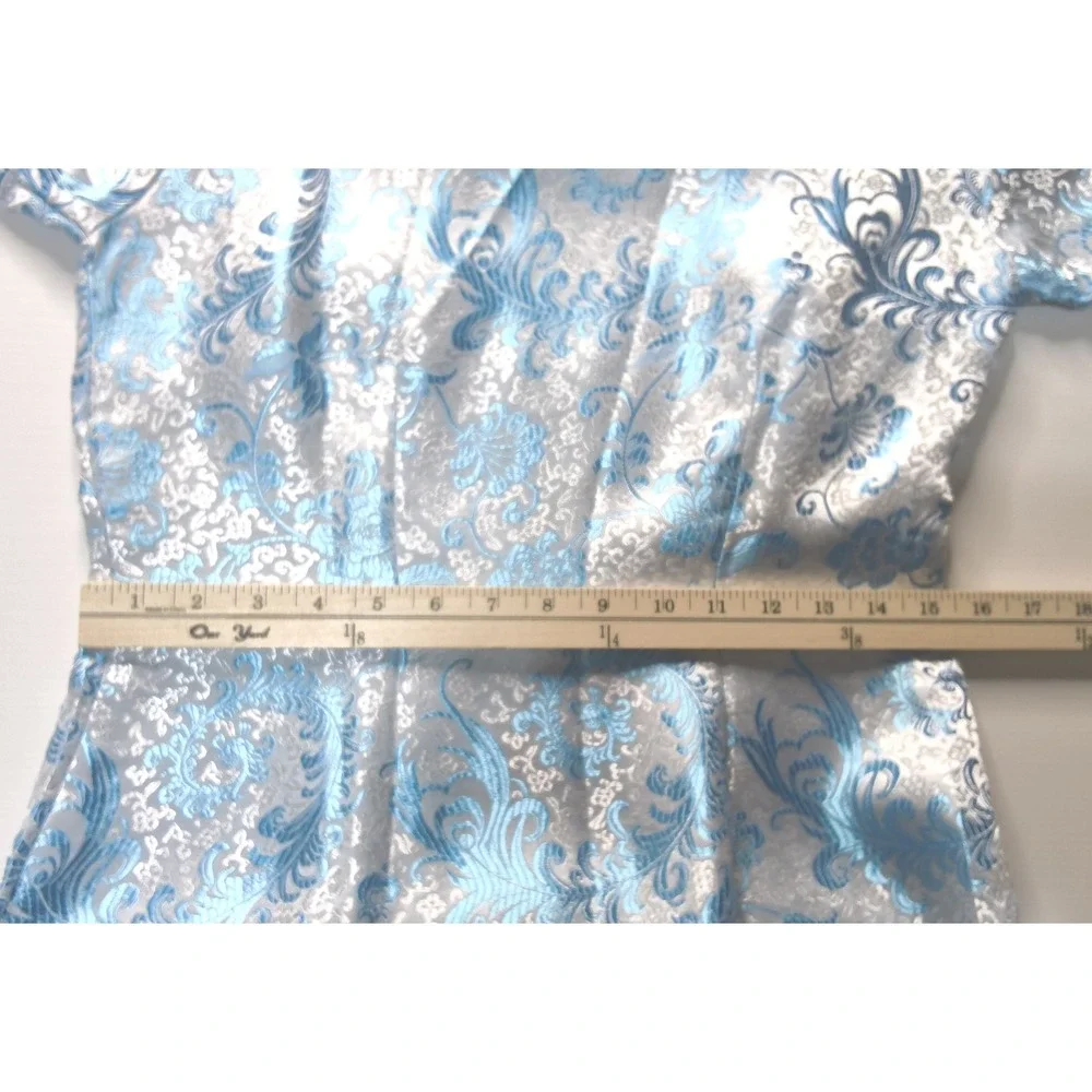 Whitby Cheongsam Dress Women Size 38 Silver Blue‎ Floral Brocade Qipao Maxi - Picture 9 of 12